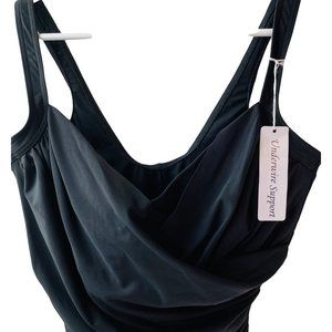 Women’s Plus Swimsuit Miraclesuit 16DD Tall Ruched Underwire Support Black NEW